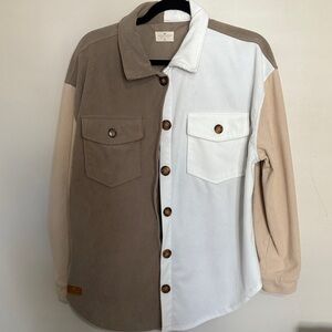 Simply Southern Brown and White Button Down Shirt